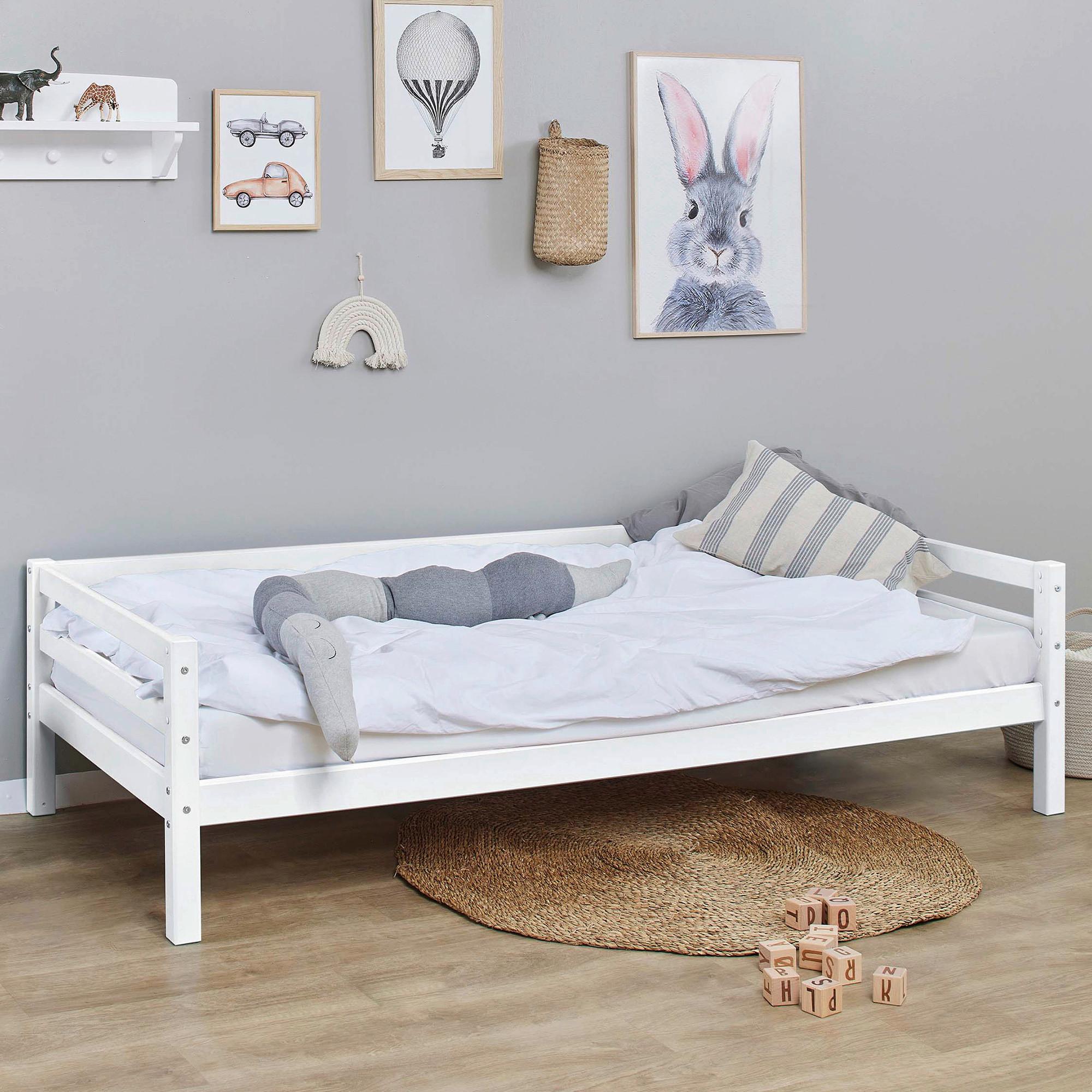 Kinderbett ECO DREAM Weiß ca. 90x200 cm - Weiß/Kieferfarben, MODERN, Holz (90/200cm) - MID.YOU