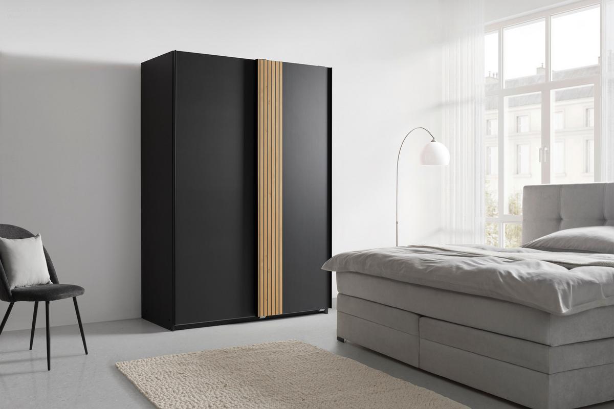 Schwebetürenschrank Sila in Graphitfarben/Eiche Artisan - Schwarz/Graphitfarben, Konventionell, Holzwerkstoff/Metall (135/198/65cm) - Mömax