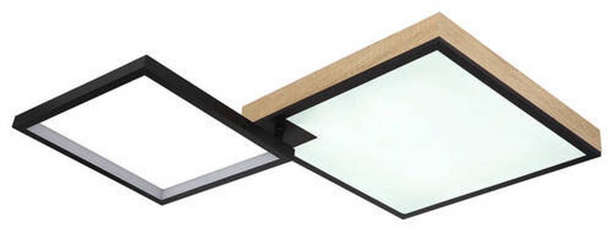 LED-Deckenleuchte Jacky Schwarz/Dunkelbraun max.40Watt - Dunkelbraun/Opal, Design, Holzwerkstoff/Kunststoff (85,5/55/10cm) - Globo