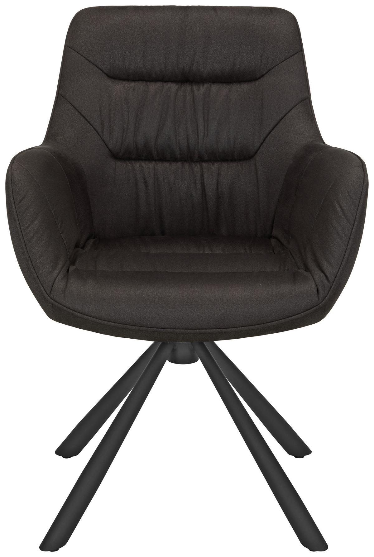 Armlehnstuhl Rebell In Grau - Schwarz/Grau, Modern, Textil/Metall (62/83,5/63cm) - Mömax