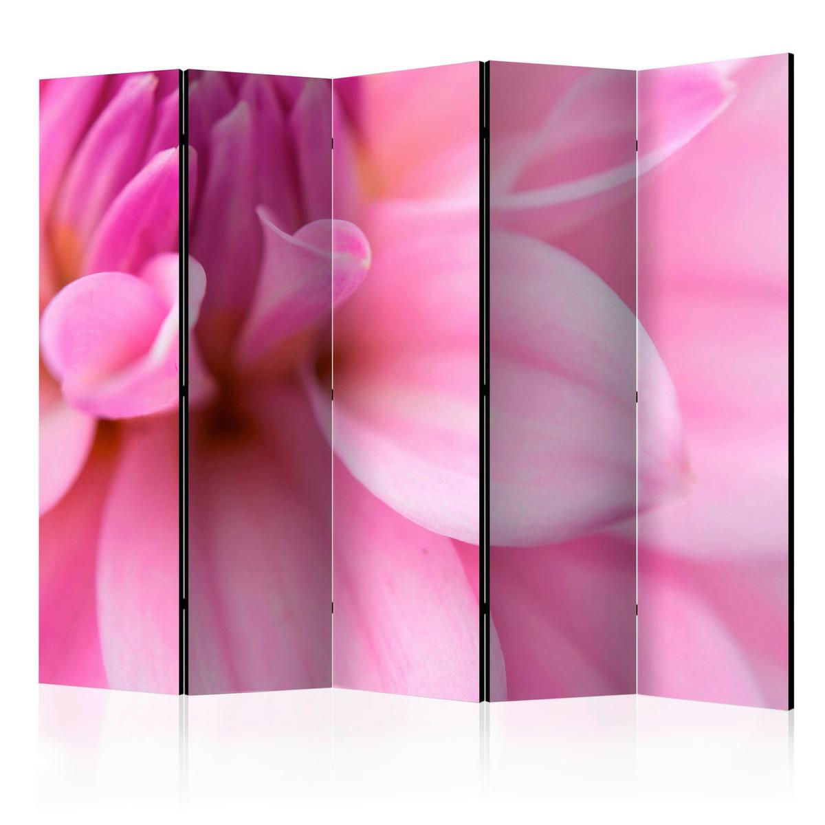 Paravan Flower Petals I, Dvostranski, 5-Delni - pink, Basics, tekstil/les (225/172/3cm) - artgeist