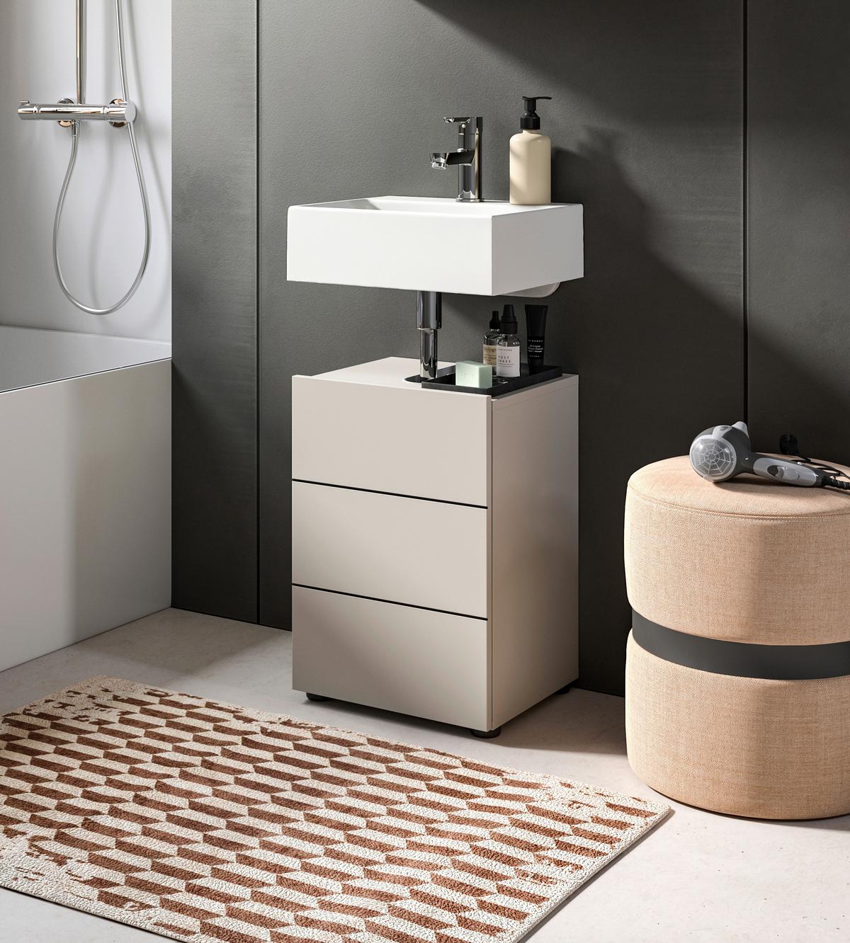 Waschbeckenunterschrank Vira ca. 38x56 cm Kaschmir - Kaschmir/Schwarz, MODERN, Holzwerkstoff/Kunststoff (38/56/34cm) - MID.YOU