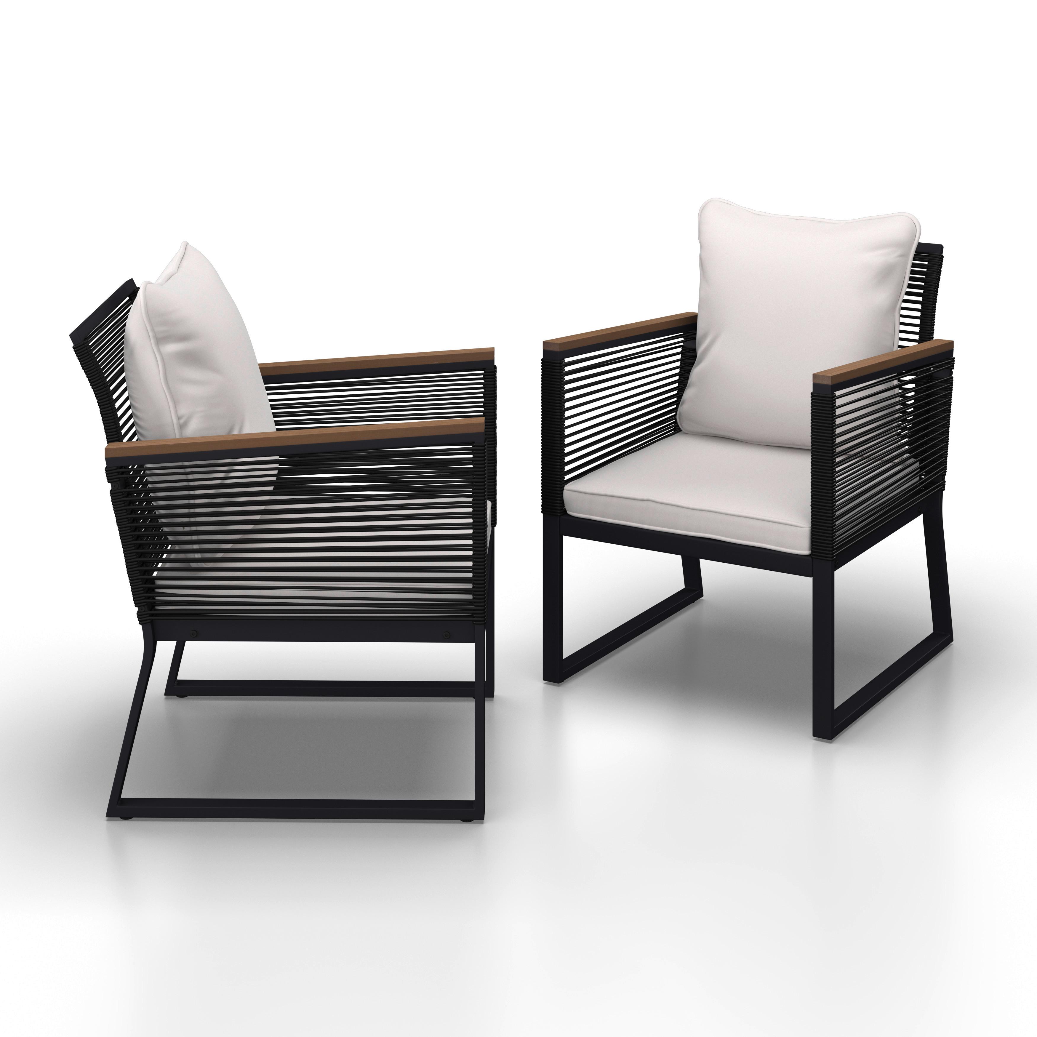 TRÄDGÅRDSSTOLAR SET TONI - svart/cremefärgad, Modern, metall/textil (56/70/76cm) - Bessagi Garden