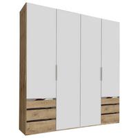Drehtürenschrank Level 36A B: ca. 200 cm Weiß/Eiche Dekor - Chromfarben/Eichefarben, MODERN, Holzwerkstoff/Kunststoff (200/216/58cm) - MID.YOU