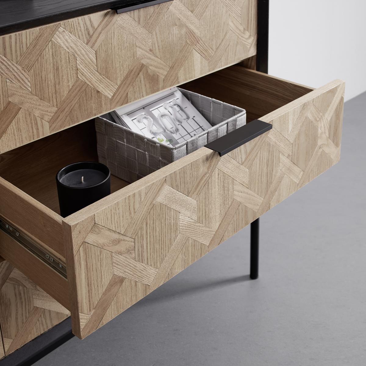 SIDEBOARD MILANO - Eschefarben/Schwarz, Modern, Holz/Metall (144/79/40cm) - Bessagi Home