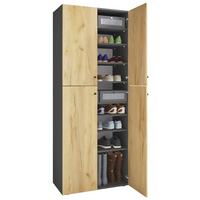 Omara Za Čevlje Lona Xxl, Antracit, Barva Hrasta - srebrne barve/črna, Design, umetna masa/leseni material (70/182/39cm) - MID.YOU