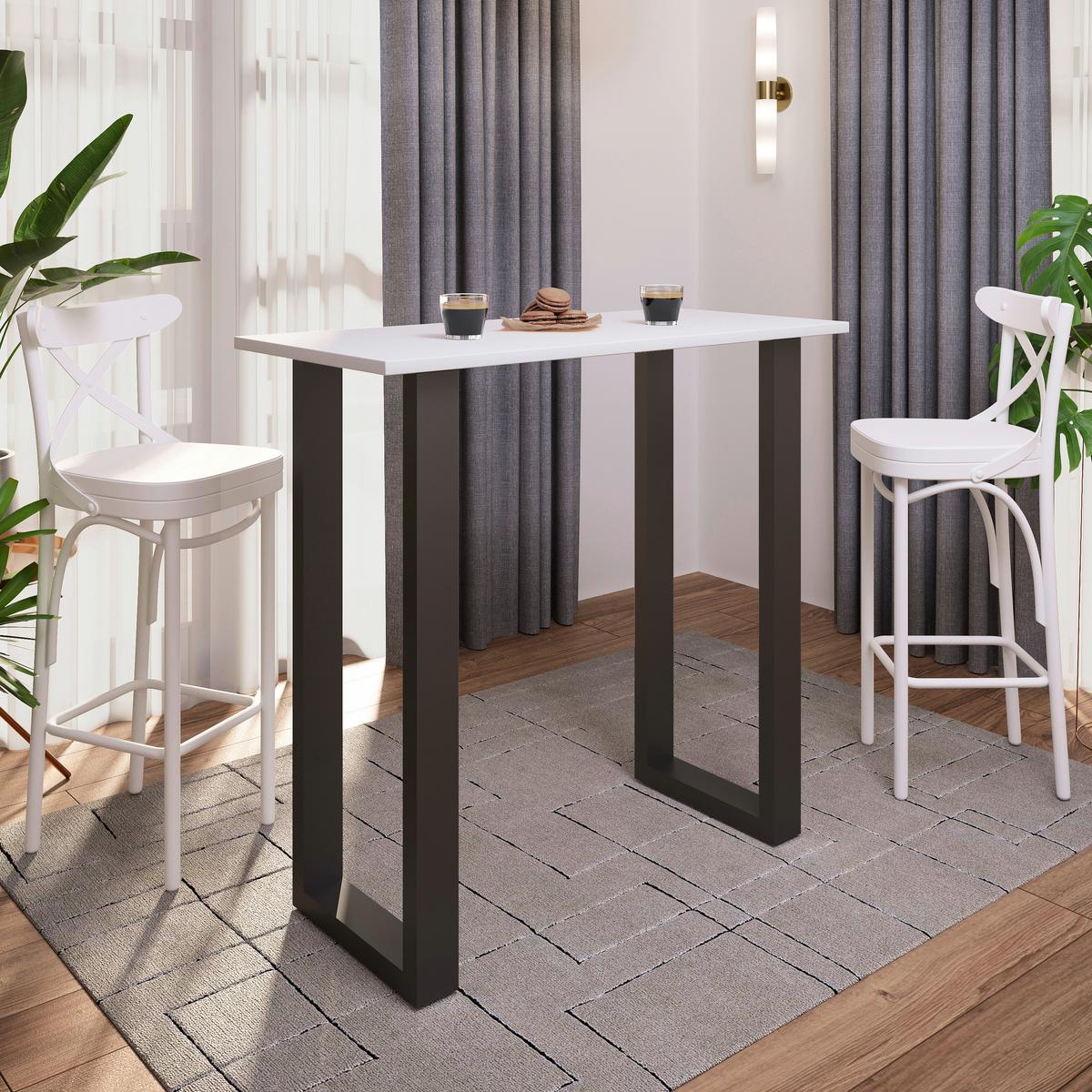 Barska Miza Xona, Bela, Črna, 110x50cm - črna/bela, Konvencionalno, kovina/leseni material (110/50/102cm)