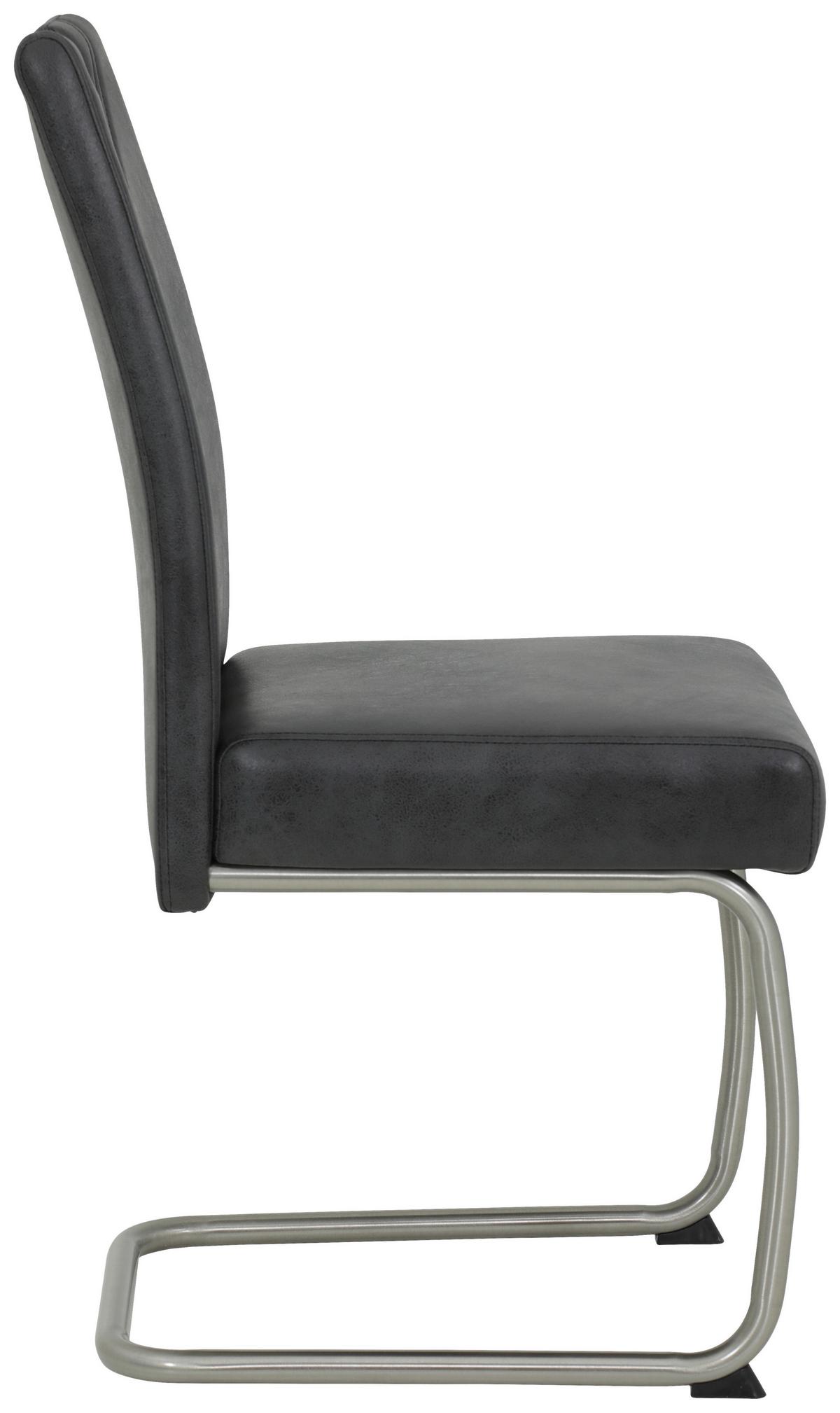 Schwingstuhl Sophia Anthrazit gepolstert mit Griff 4er-Set - Edelstahlfarben/Anthrazit, MODERN, Textil/Metall (43/99/58cm) - MID.YOU
