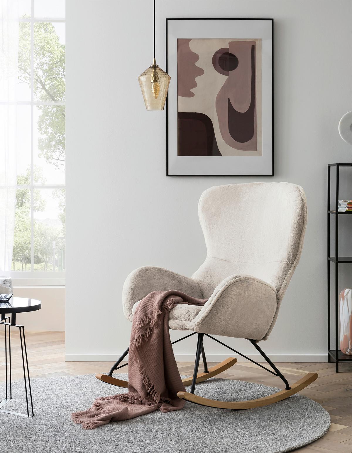 Gugalnik Lamb, Bež - barve hrasta/bež, Moderno, kovina/tekstil (70/102/94cm) - Livetastic