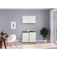 Miniküche Weiss/Eiche Sonoma m. Geräten B: ca. 100 cm - Edelstahlfarben/Eichefarben, MODERN, Holzwerkstoff/Kunststoff (100cm) - Respekta