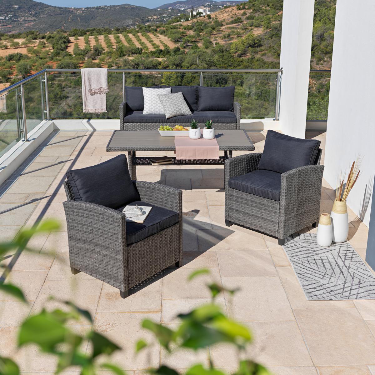 Lounge Garnitura Lisabon, Siva, Rjava, 4-Delni Set - siva/rjava, Moderno, kovina/umetna masa - Modern Living