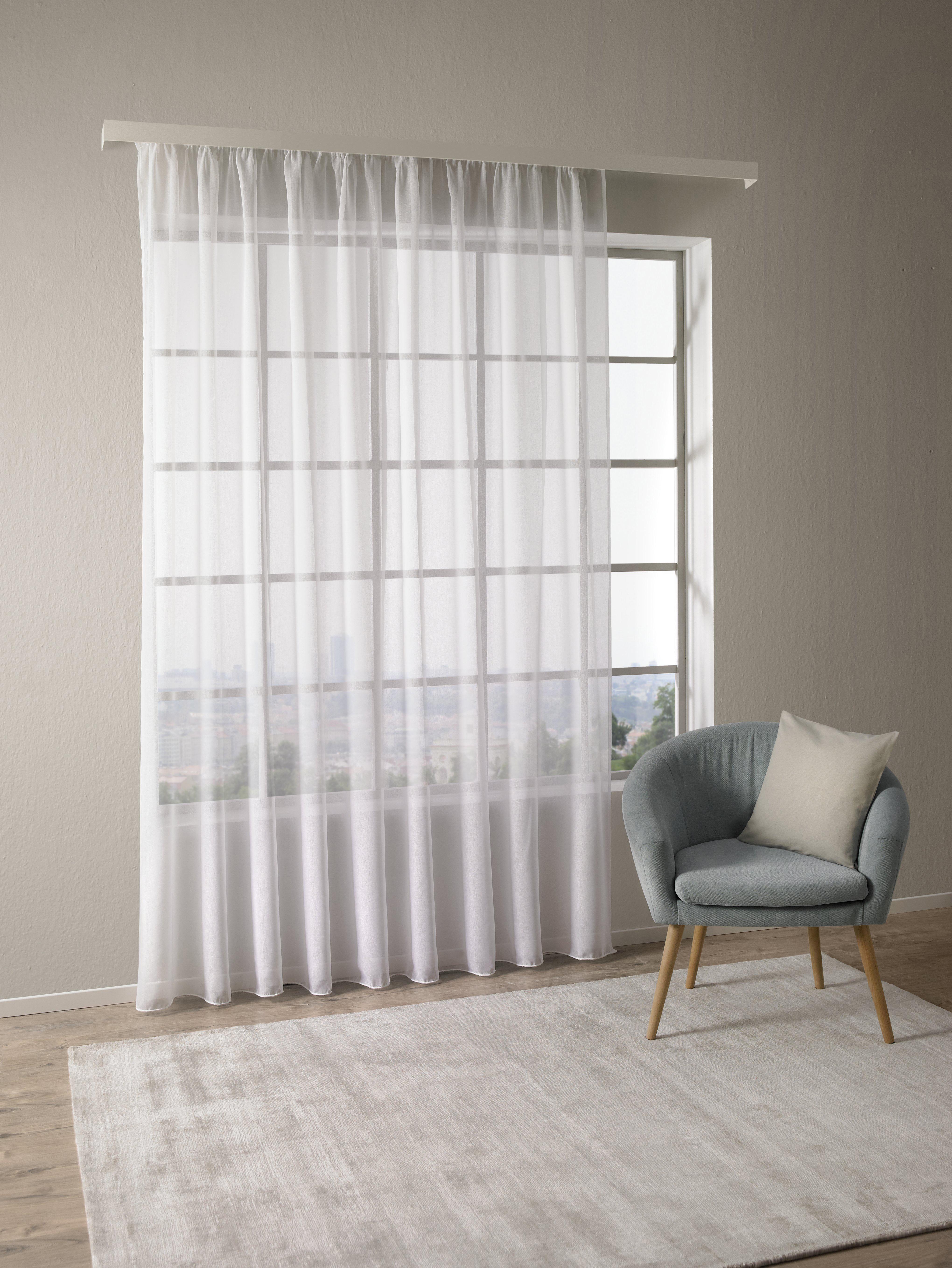 Končana Zavesa Tosca Store 3 - bela, tekstil (300/245cm) - Modern Living
