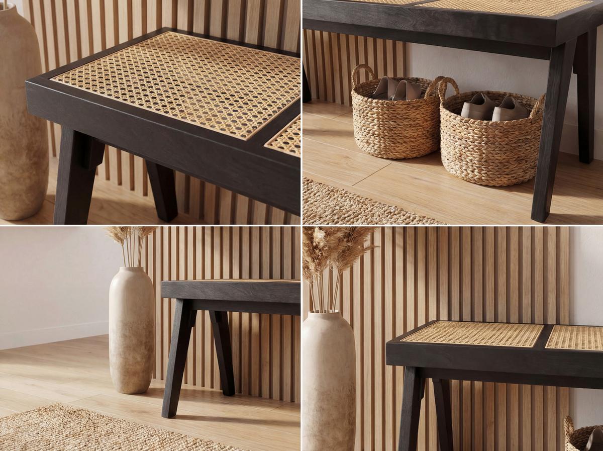 Hockerbank Wl7.015 - Schwarz, Design, Holz (120/48/38cm) - Livetastic