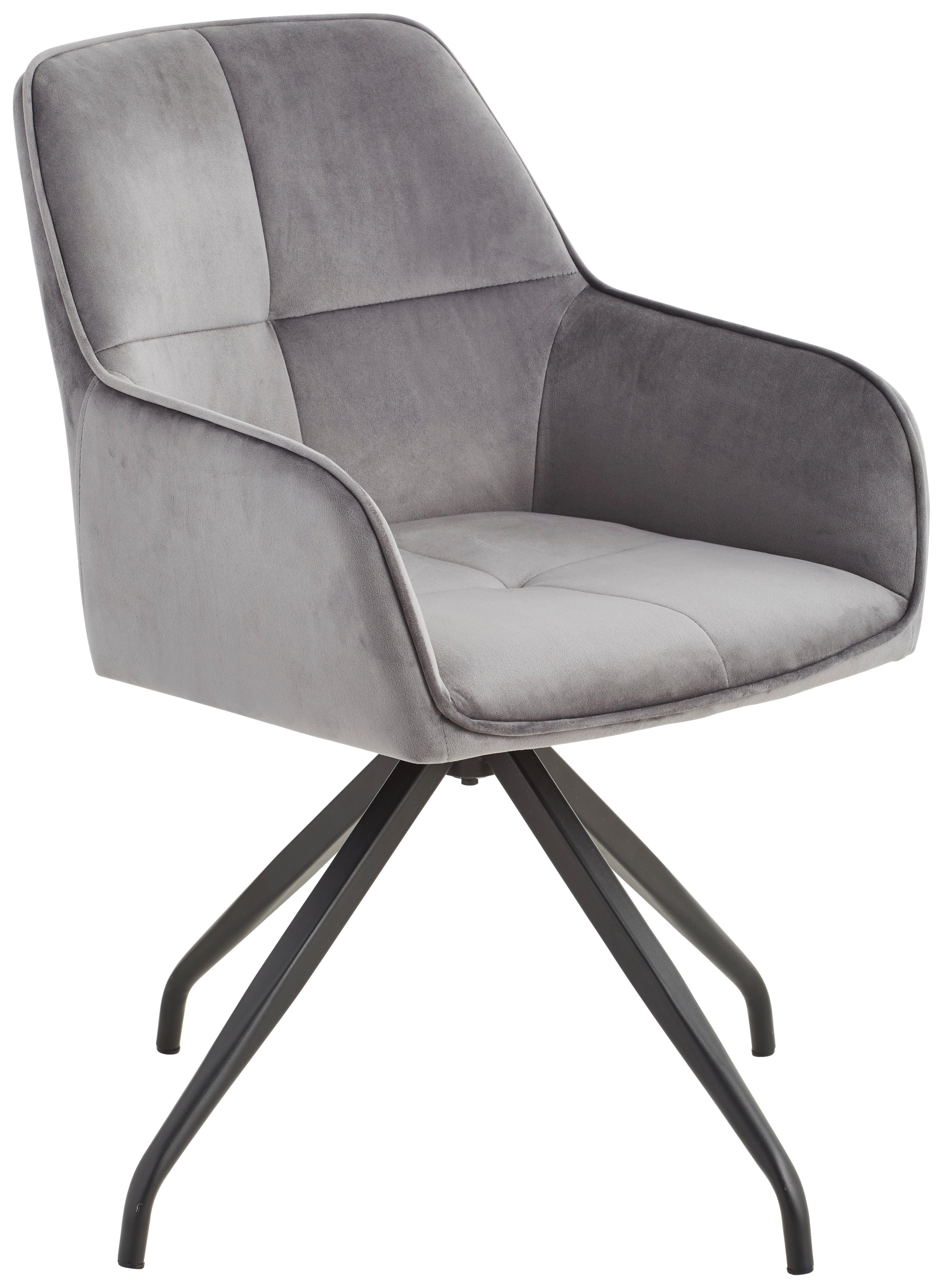 KRZESŁO Z PODŁOKIETNIKAMI RAPALLO - czarny/szary, Modern, metal/drewno (57/83,5/60cm) - Livetastic