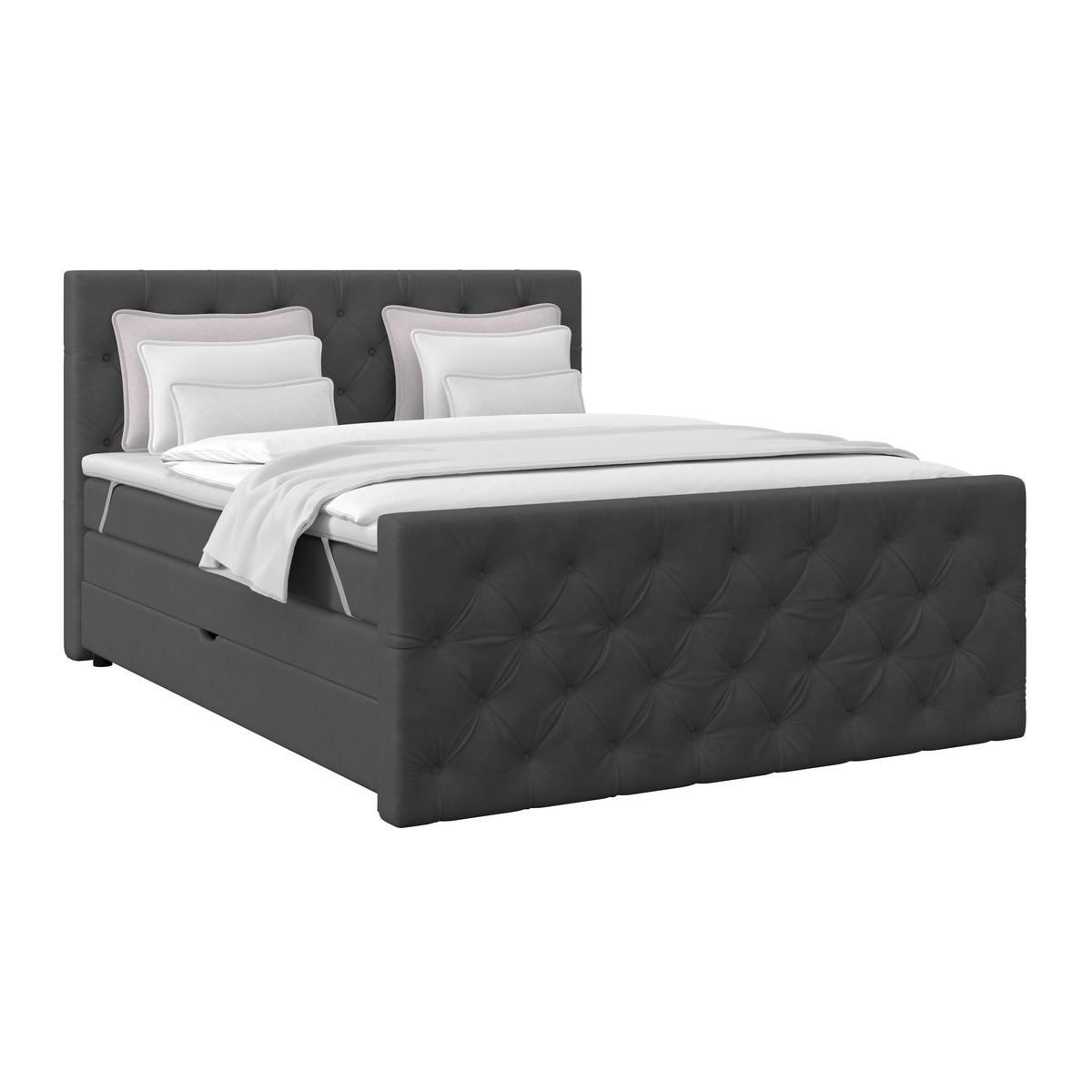 Boxspring Krevet Elio - boje grafita/bež, Romantično / ladanjski, tekstil/plastika (160/200cm) - Modern Living