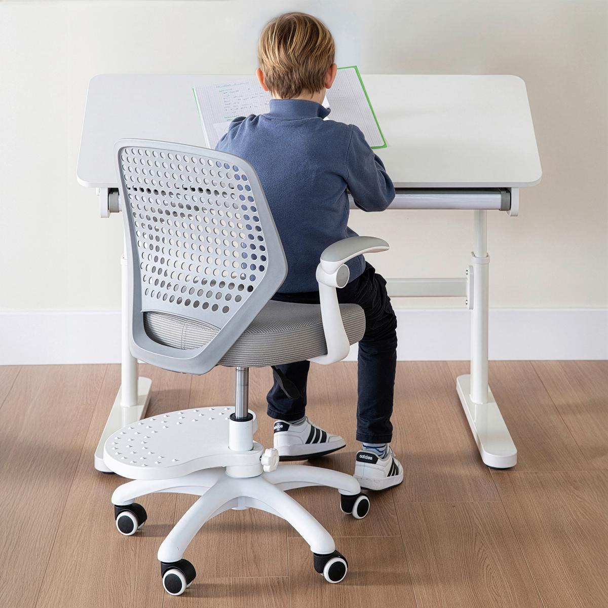 Ifjúsági Forgószék Smart Grow - világosszürke/fehér, Modern, műanyag/faalapú anyag (55/71,5-81,5/45cm) - Roba