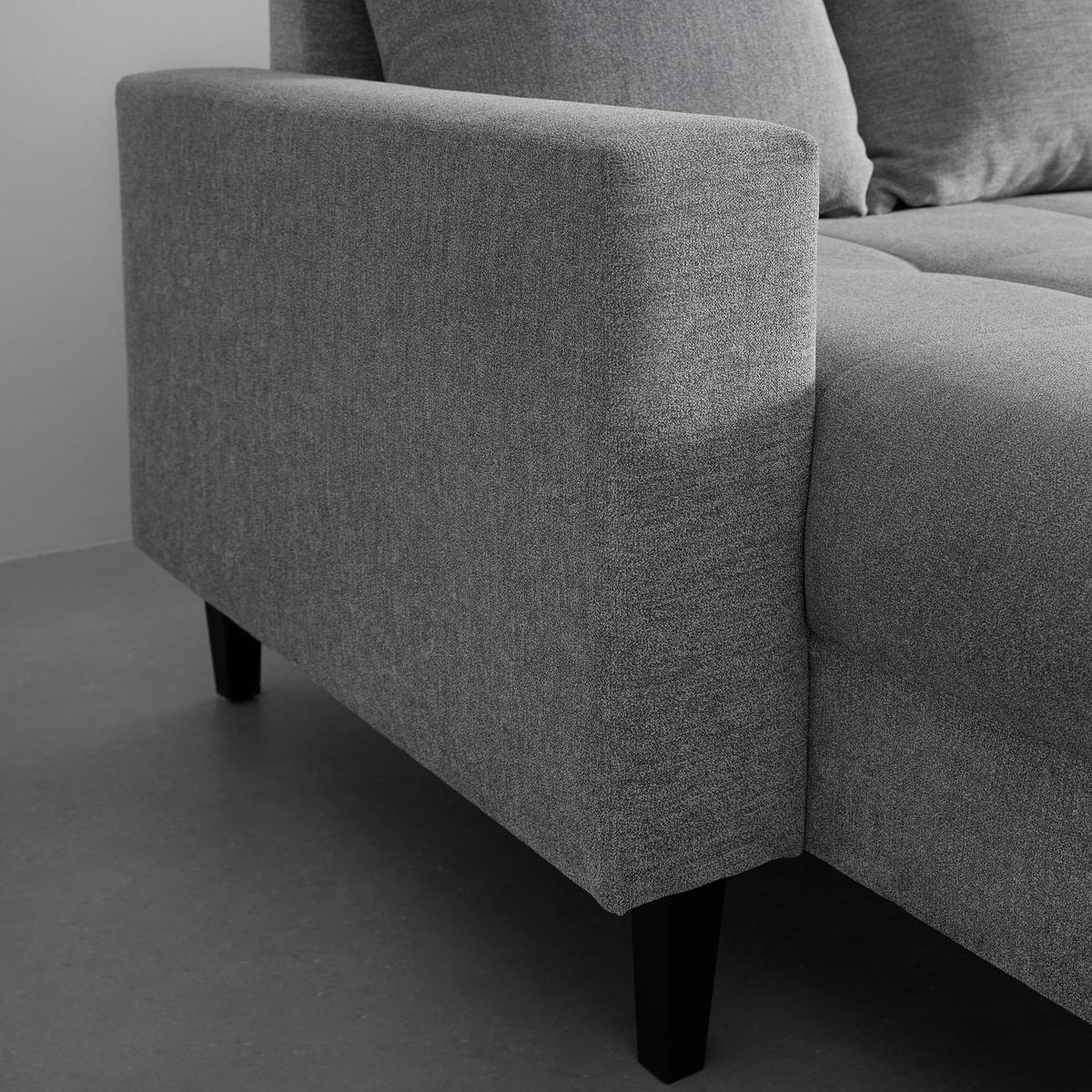 Ecksofa in Grau - Schwarz/Grau, Konventionell, Holz/Textil (215/92/160cm) - Based