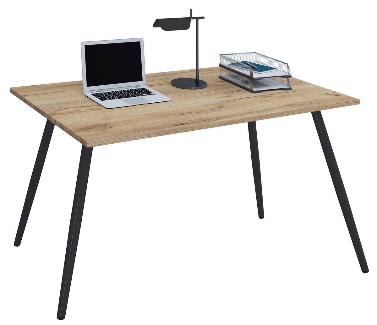 Pisalna Miza Salia, Črna, Barva Hrasta, 110x50cm - črna/hrast sonoma, Moderno, kovina/leseni material (110/50/70cm) - MID.YOU