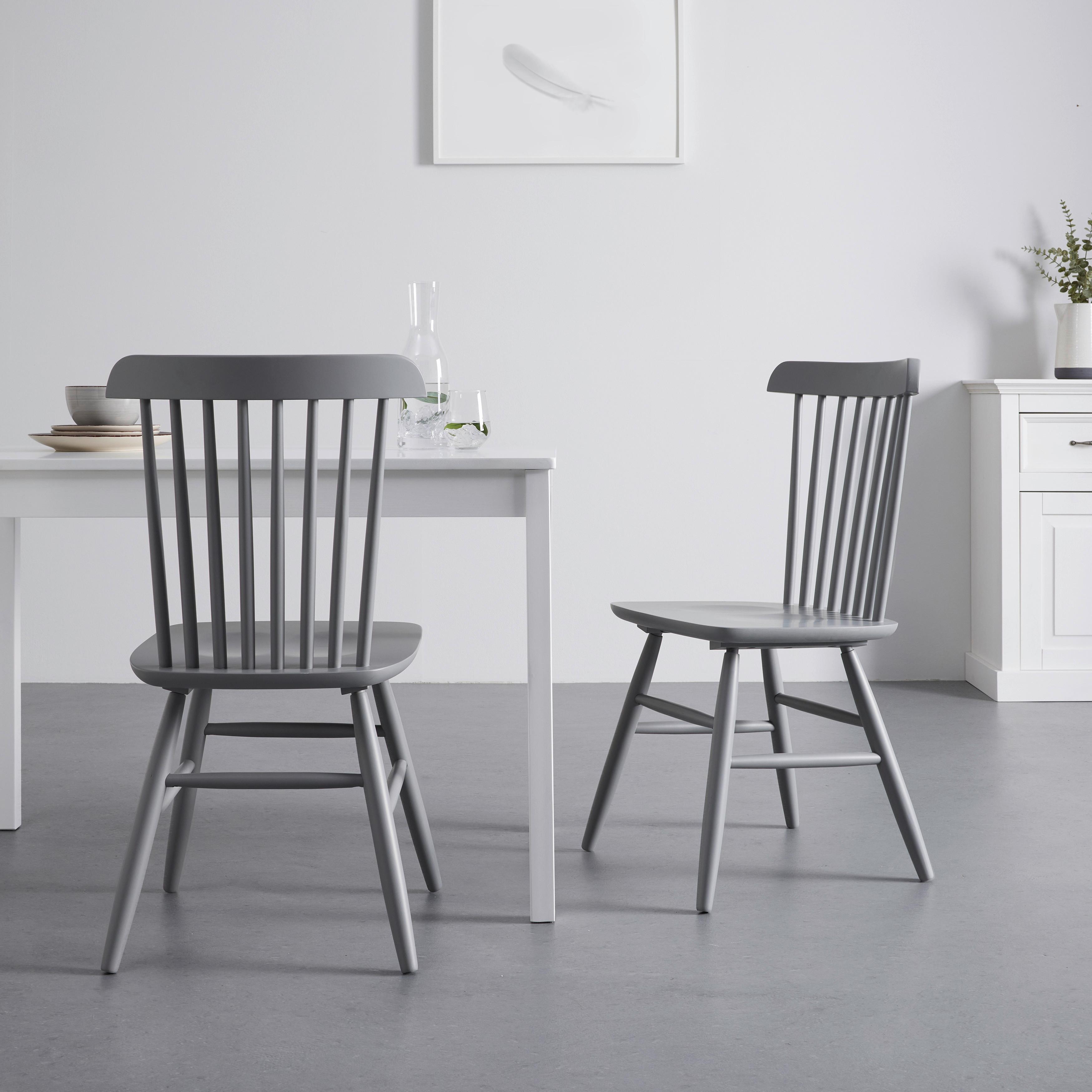 Stuhl-Set Pedro Grau lackiert Buche massiv - Grau, MODERN, Holz (48/89/52cm) - Bessagi Home