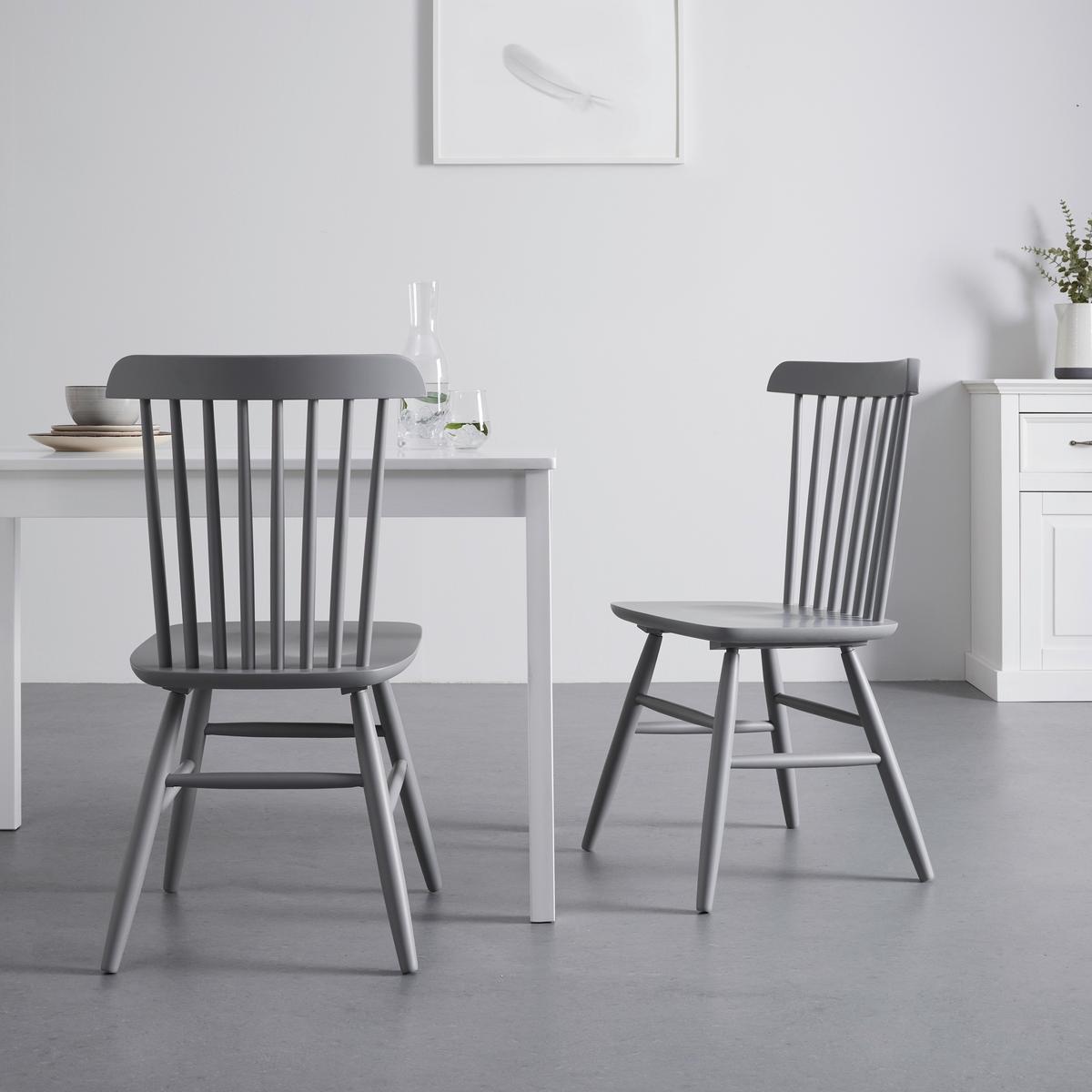 Stuhl-Set Pedro Grau lackiert Buche massiv - Grau, MODERN, Holz (48/89/52cm) - Bessagi Home