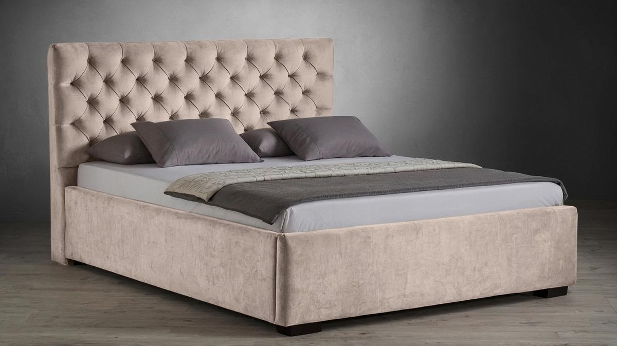 Oblazinjena Postelja Miami Storage, 180x200, Krem - črna/krem barve, Design, tekstil/les (180/200cm) - Modern Living