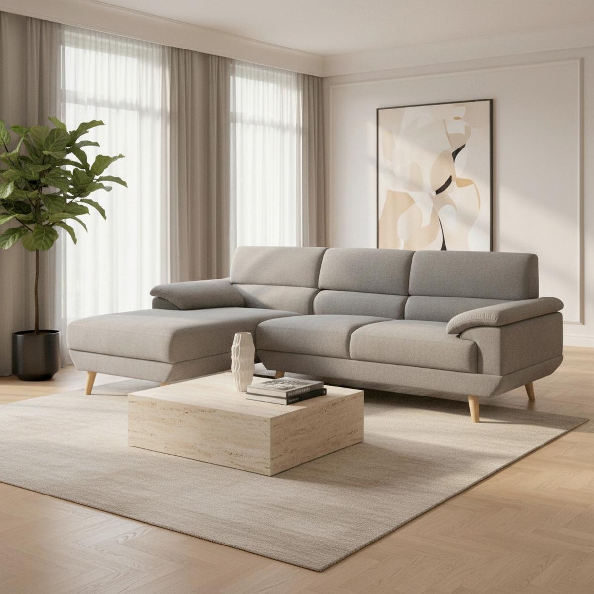 Ecksofa, dunkelgrau, "Sandra" - Dunkelgrau, MODERN, Holz/Textil (246/155/86cm) - Bessagi Home