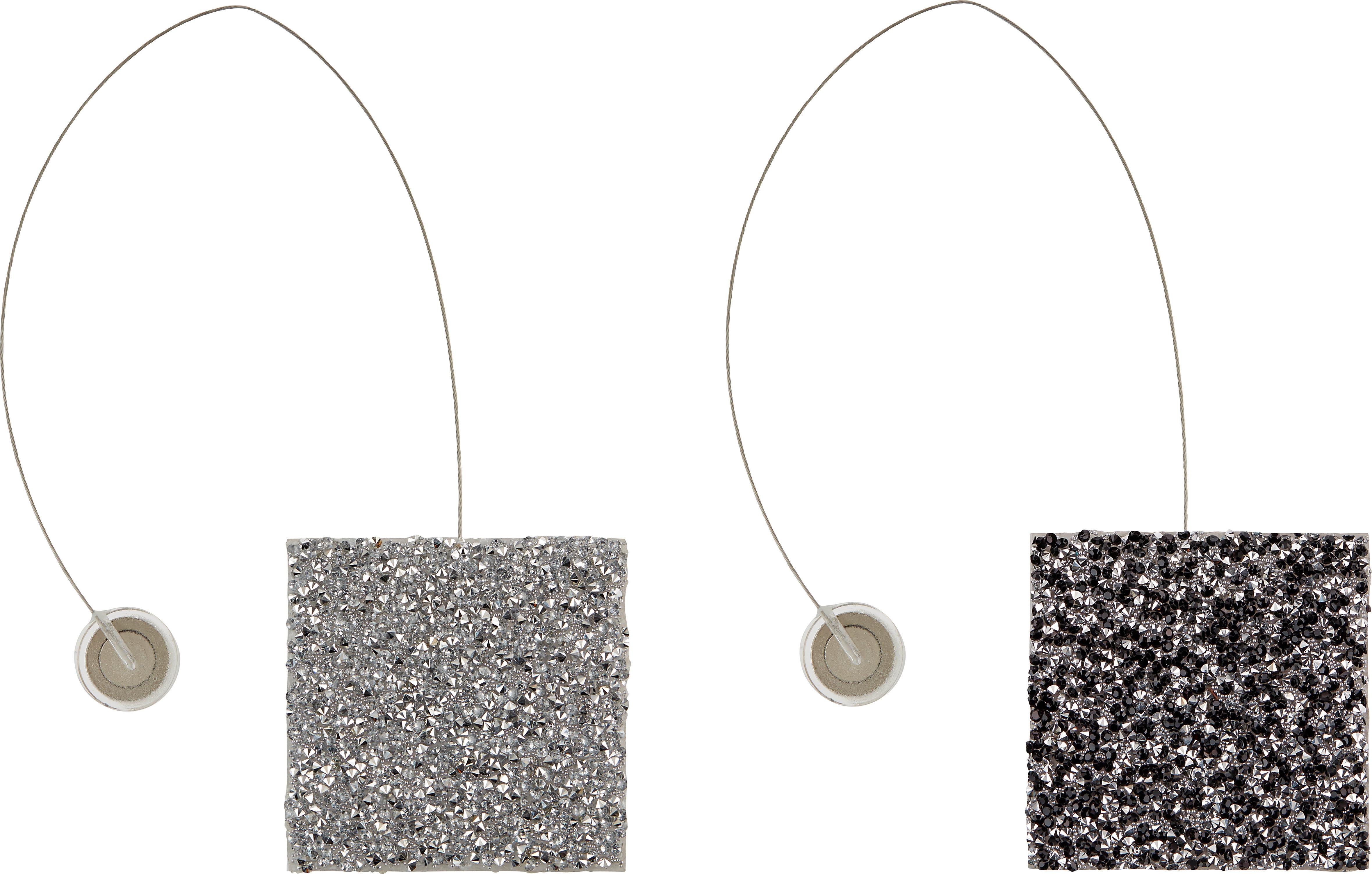 Raffhalter Strass in diversen Farben - Silberfarben/Schwarz, Lifestyle, Kunststoff (6cm) - Modern Living