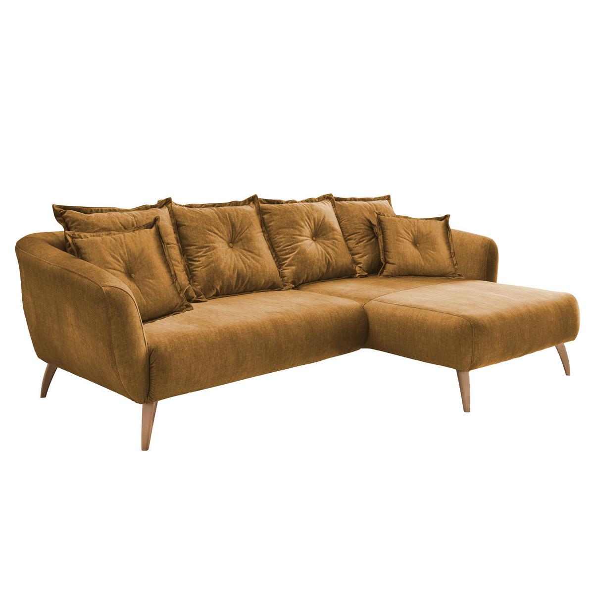 Wohnlandschaft Baggio Gelb Velours - Gelb/Schwarz, MODERN, Holz/Textil (277/162cm) - Livetastic