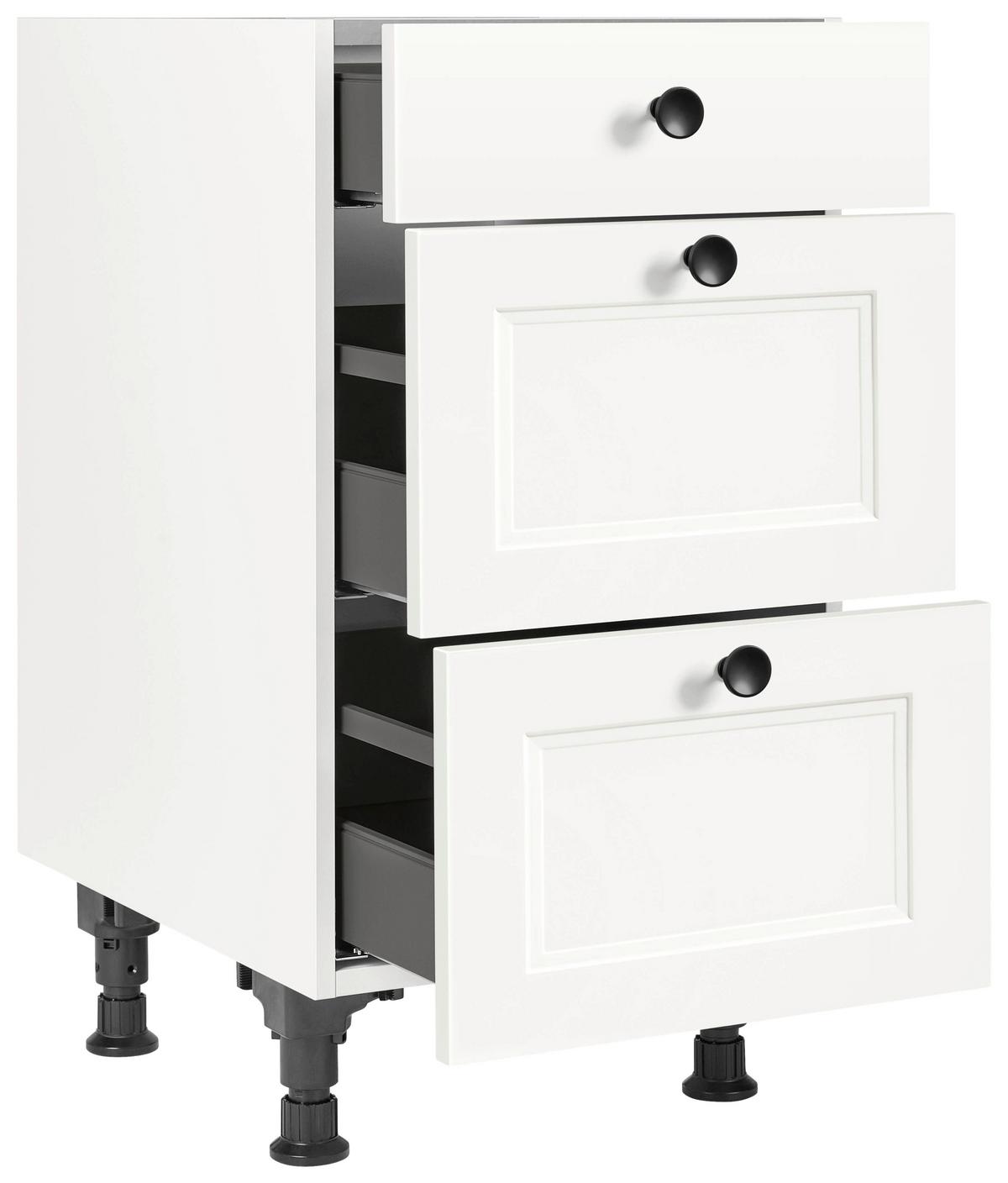 Schubkastenunterschrank Cascada Weiß - Schwarz/Weiß, MODERN, Holzwerkstoff/Metall (45/87/56cm) - Nobilia