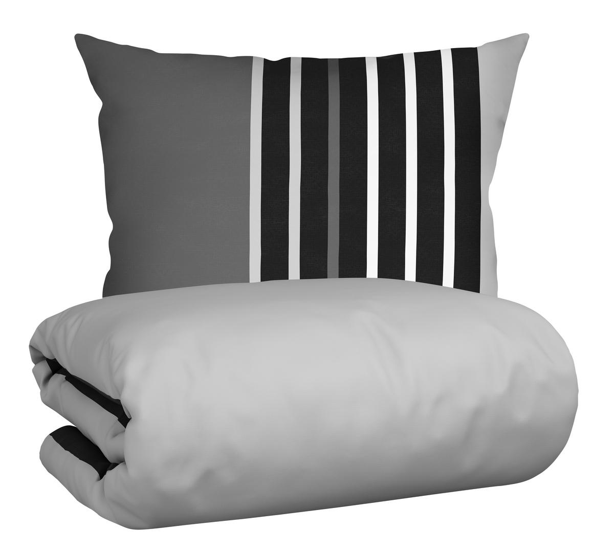 Posteljina Anton 140x200/60x80 Cm - siva/crna, Konvencionalno, tekstil (140/200cm) - Modern Living