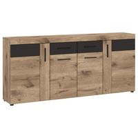 Komoda Grano, Barva Hrasta, Temno Siva - temno siva/barve hrasta, Trend, umetna masa/leseni material (185,3/86/40,9cm)