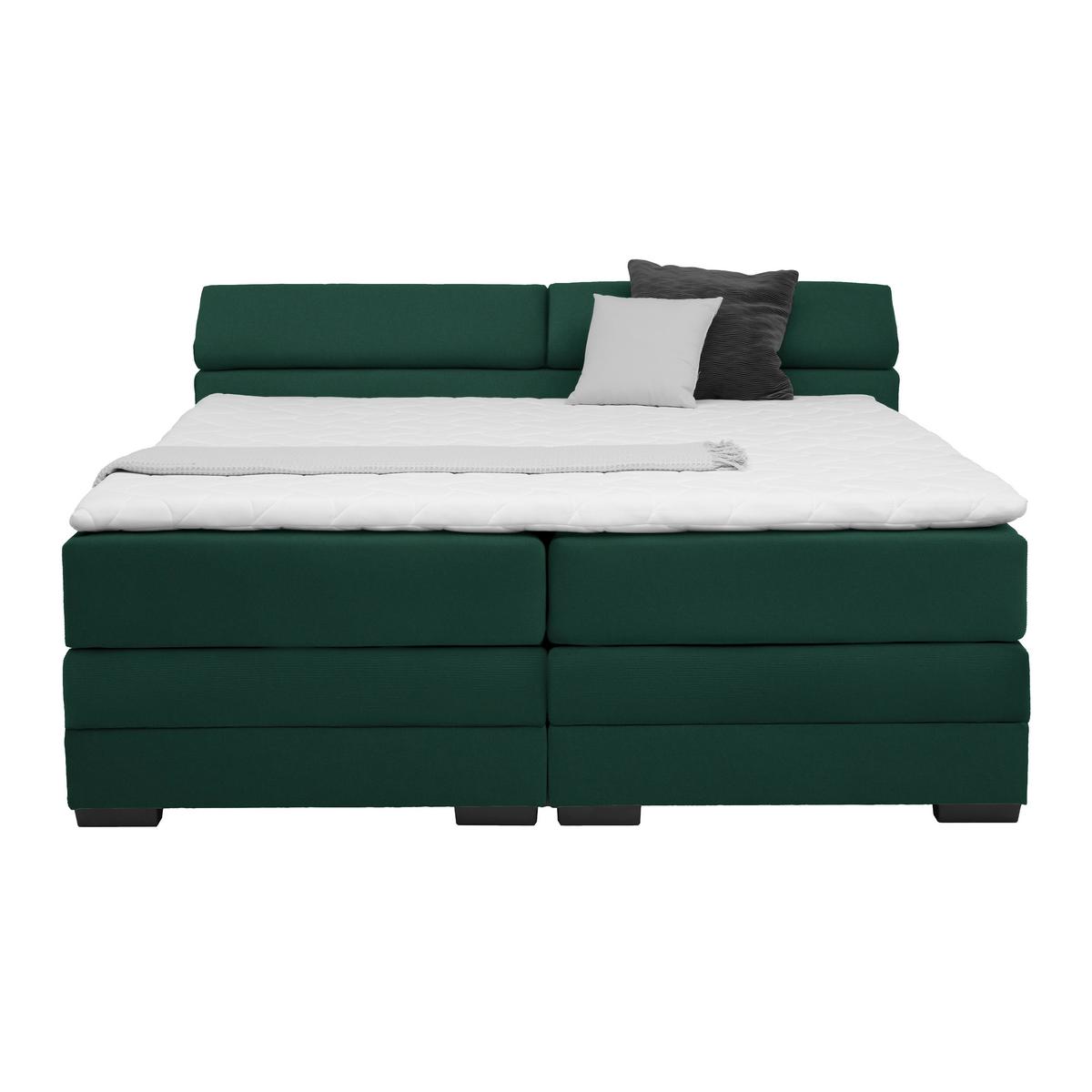 Boxspringbett Sevilla Dunkelgrün ca. 180x200cm - Dunkelgrün/Schwarz, KONVENTIONELL, Holz/Kunststoff (180/200cm) - Premium Living