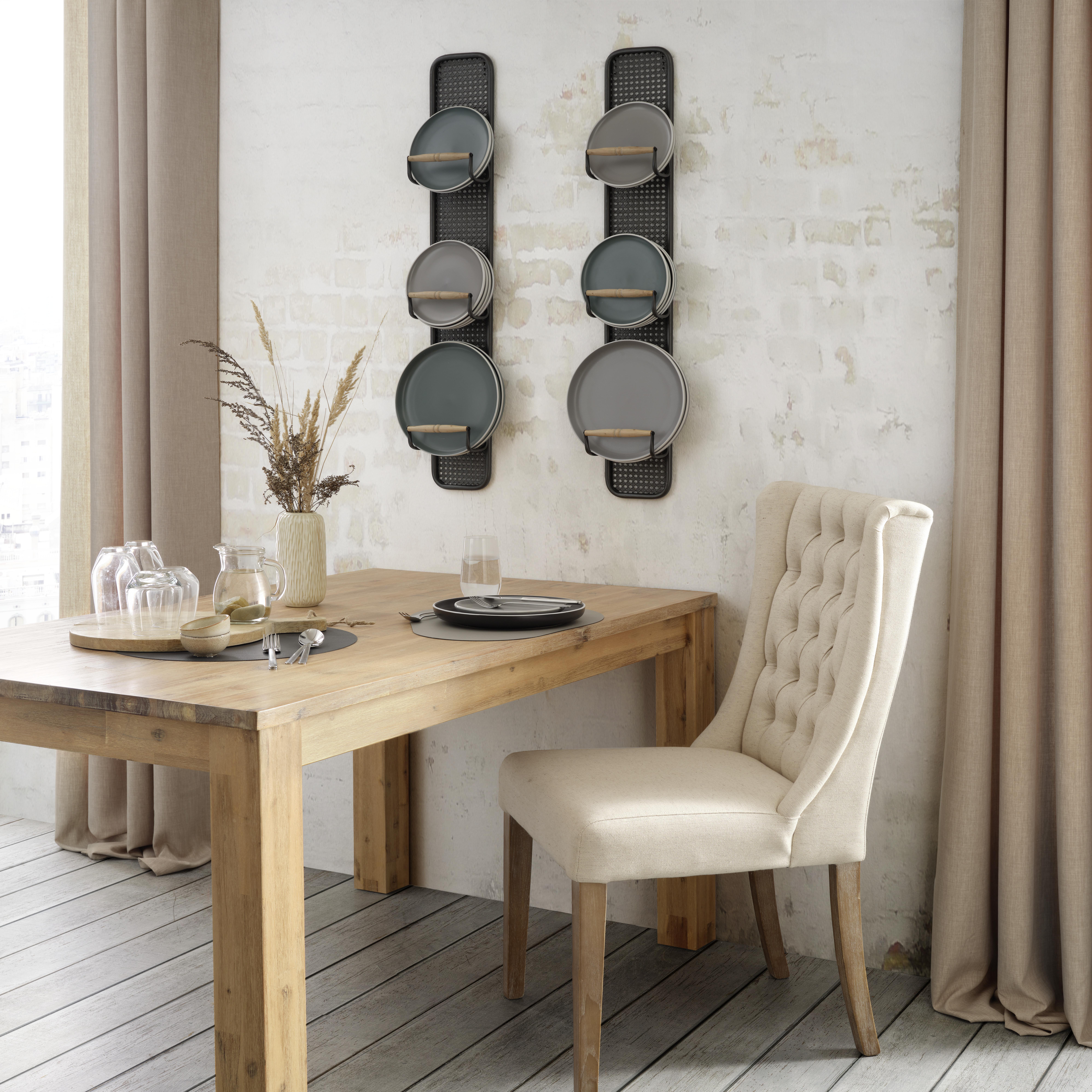 Tellerregal aus Eisen in Schwarz - Schwarz/Naturfarben, Romantik / Landhaus, Holz/Metall (15/100/10cm) - Modern Living