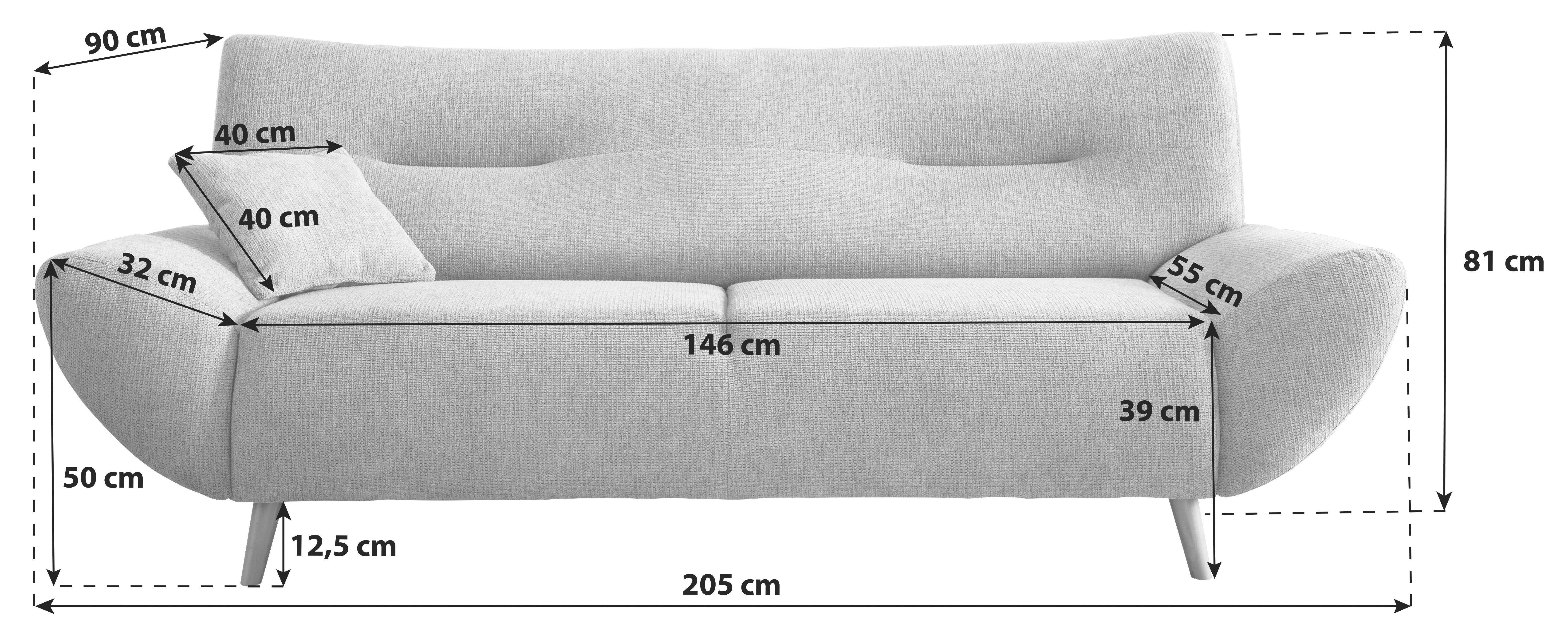 3-Sitzer-Sofa Drago Grün Chenille - Wildeiche/Grün, MODERN, Holz/Textil (205/81/90cm) - MID.YOU