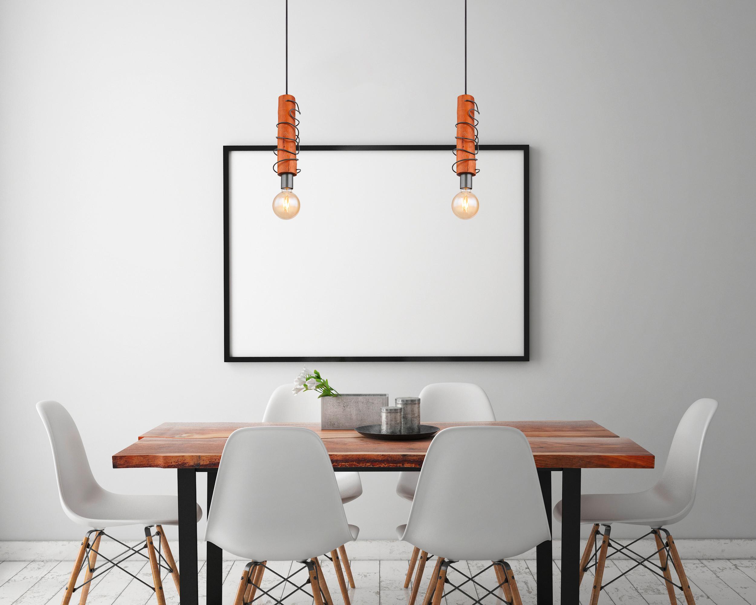 Hängeleuchte Alice Braun/Grau max. 60 Watt - Braun/Grau, Natur, Holz/Metall (10/120cm) - Globo