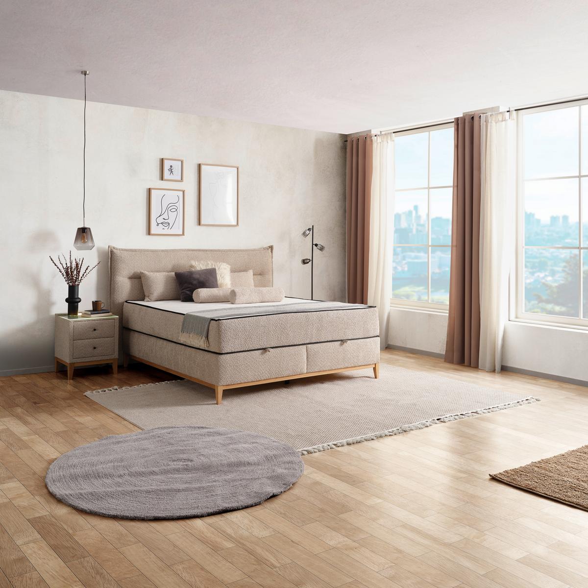 Box Krevet Smile - krem, Konvencionalno, drvni materijal/drvo (180/200cm) - Premium Living