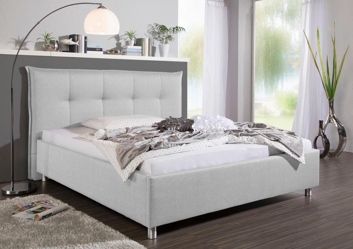 Polsterbett Fraser Hellgrau ca. 200x200 cm - Hellgrau/Alufarben, MODERN, Textil/Metall (200/200cm) - Livetastic