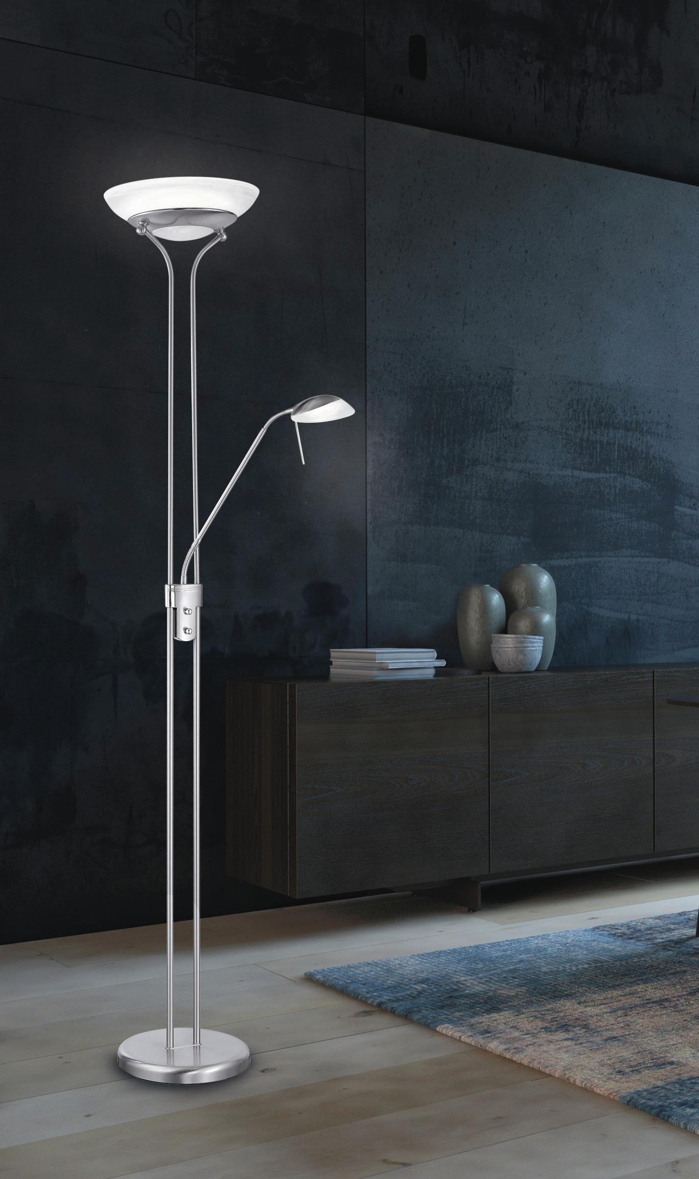 LAMPA STOJĄCA LED 40075 POOL - biały/kolor niklowy, Design, metal/szkło (32/182cm) - Fischer & Honsel