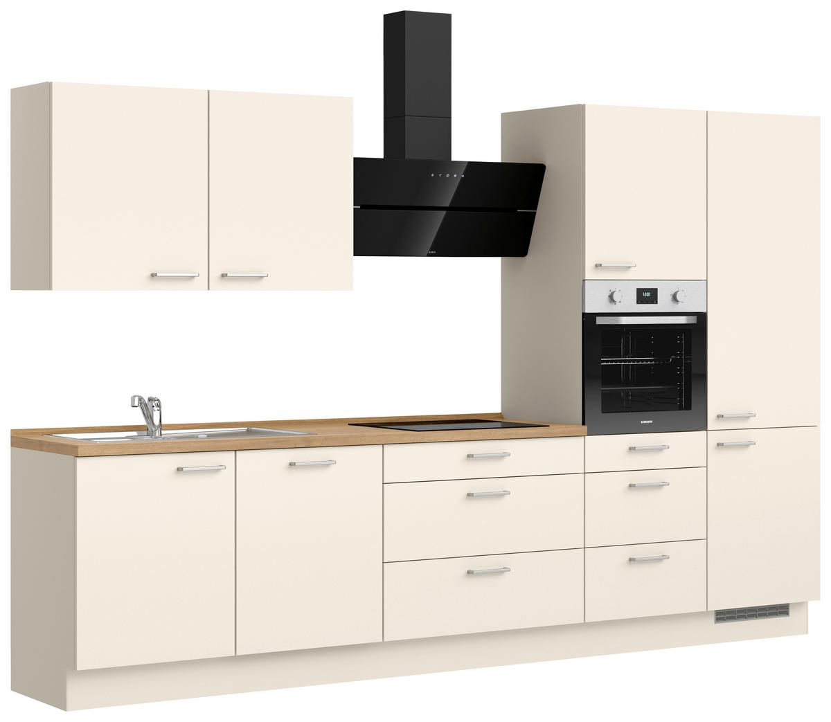 Küchenblock Touch High m. Geräten Magnolie - Edelstahlfarben/Eichefarben, MODERN, Holzwerkstoff/Metall (330cm) - Nobilia