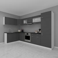 Kotna Kuhinja Esilo, Siva, Bela - bela/barve aluminija, Konvencionalno, kovina/leseni material (178/328cm) - MID.YOU