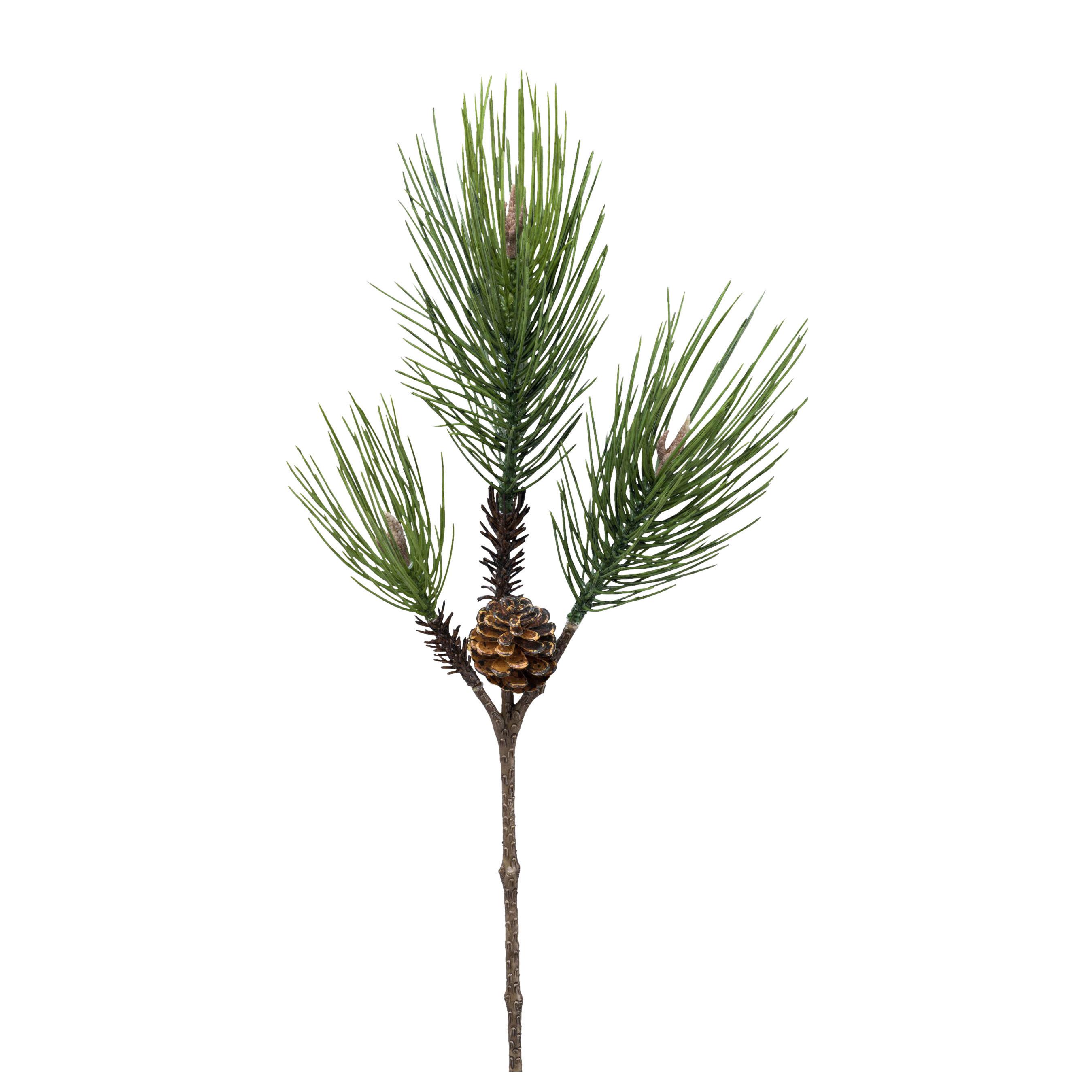 Dekozweig Kiefernzweig in Grün/Braun - Braun/Grün, Lifestyle, Kunststoff (58cm) - Modern Living