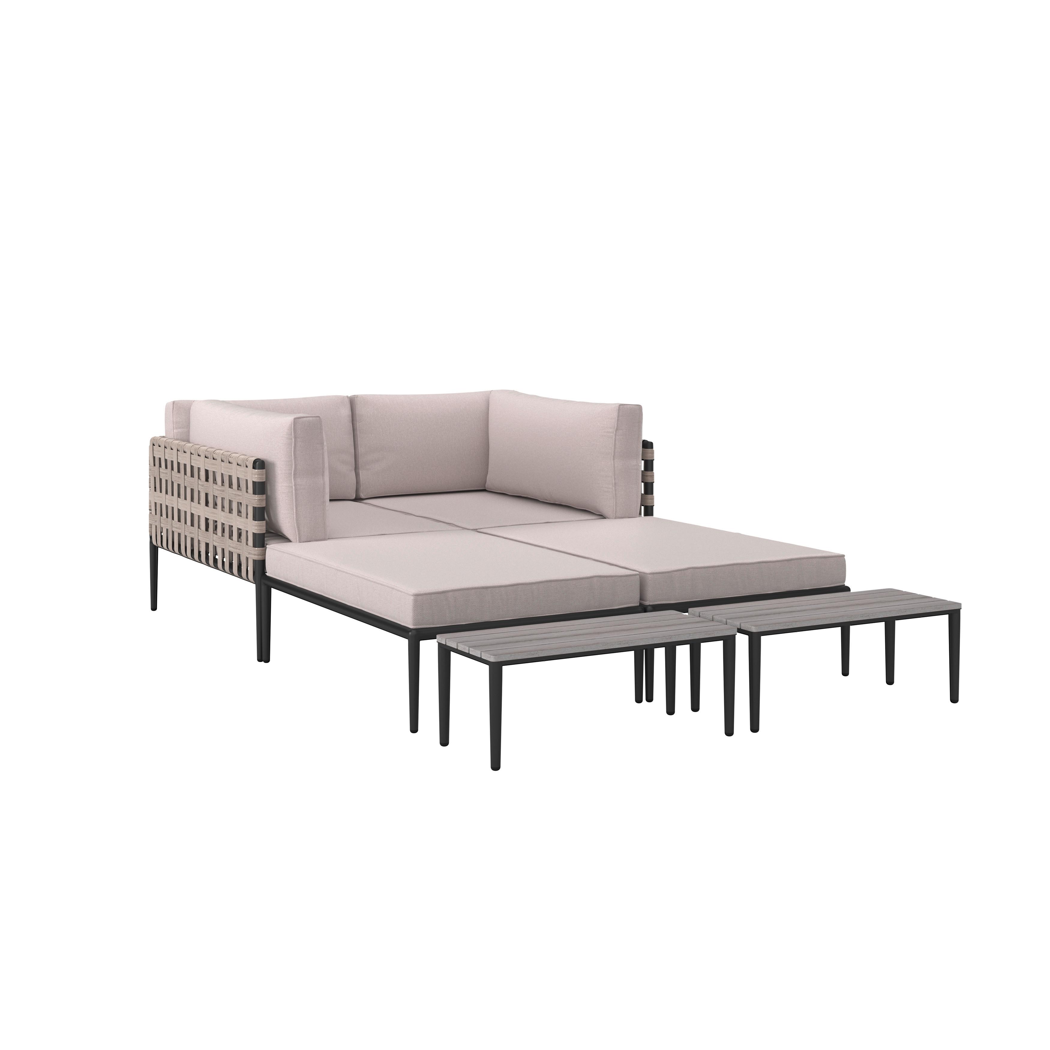 LOUNGEGRUPP ENJA - ljusgrå/grå, Modern, metall/textil (104/60/70cm) - Bessagi Garden