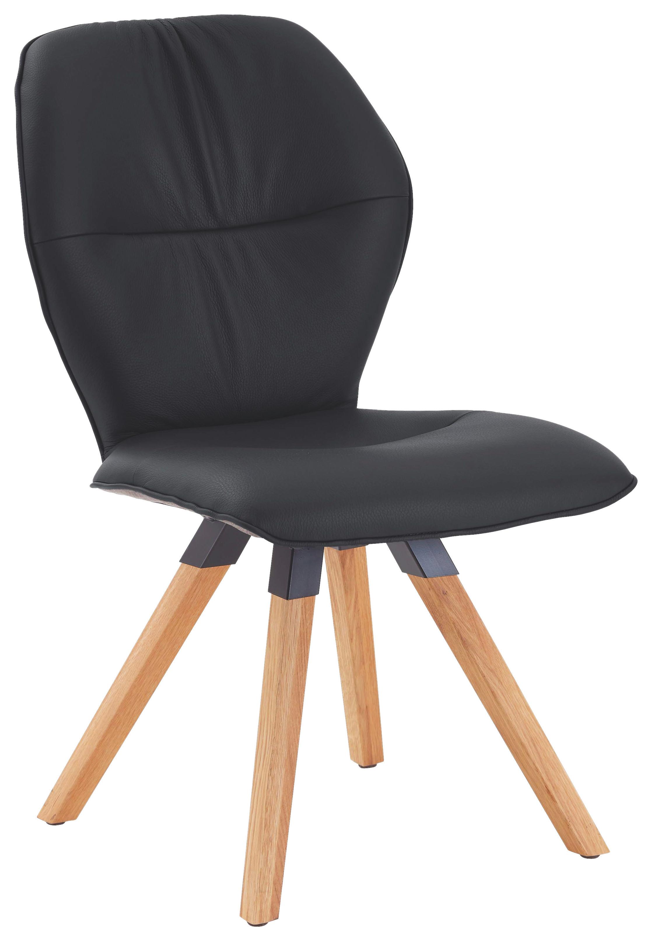 KRZESŁO CHIANTI - grafitowy/dąb dziki, Design, skóra/drewno (62/91/59cm) - Valdera