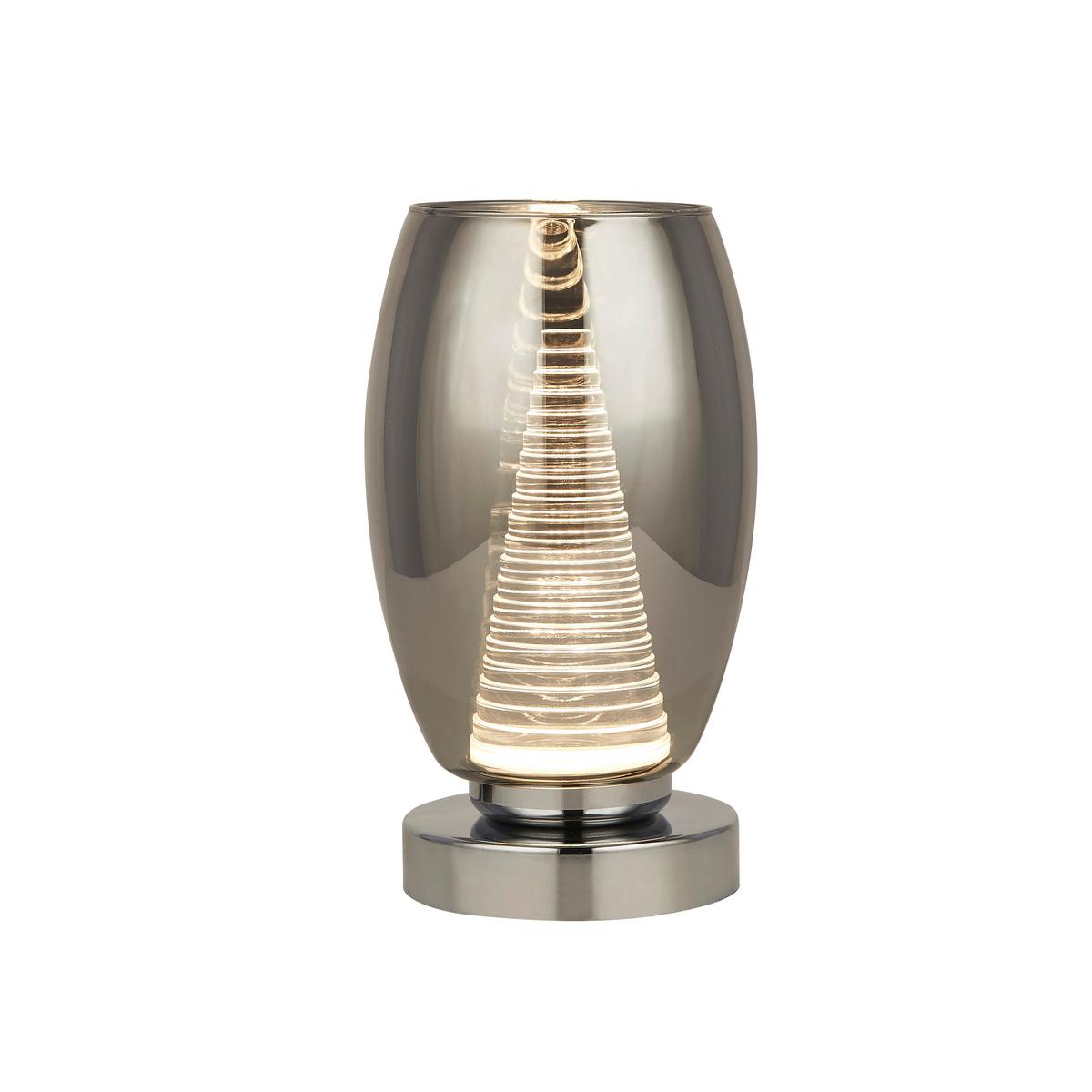 LED Asztali Lámpa Cyclone Eu97293-1sm - krómszínű, Design, műanyag/üveg (11.5/20.5cm)