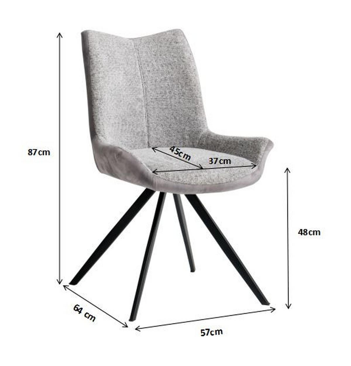 Stolica Sally - svijetlo siva/crna, Moderno, metal/tekstil (63/56/86cm) - Modern Living