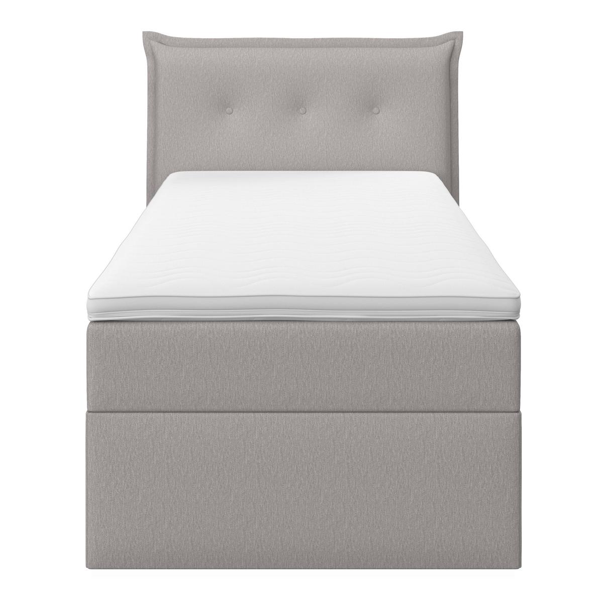 Boxbett Polo ca. 90x200 cm Grau mit Topper - Schwarz/Grau, MODERN, Holz/Kunststoff (90/200cm) - Bessagi Home