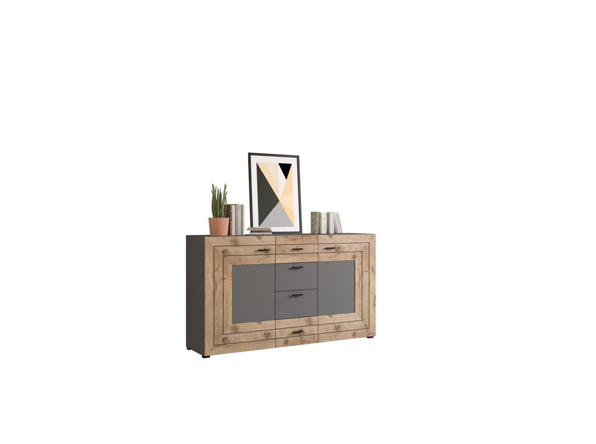 Komoda Freno, Barva Hrasta, Siva - Konvencionalno, kovina/umetna masa (160/90/40cm) - MID.YOU