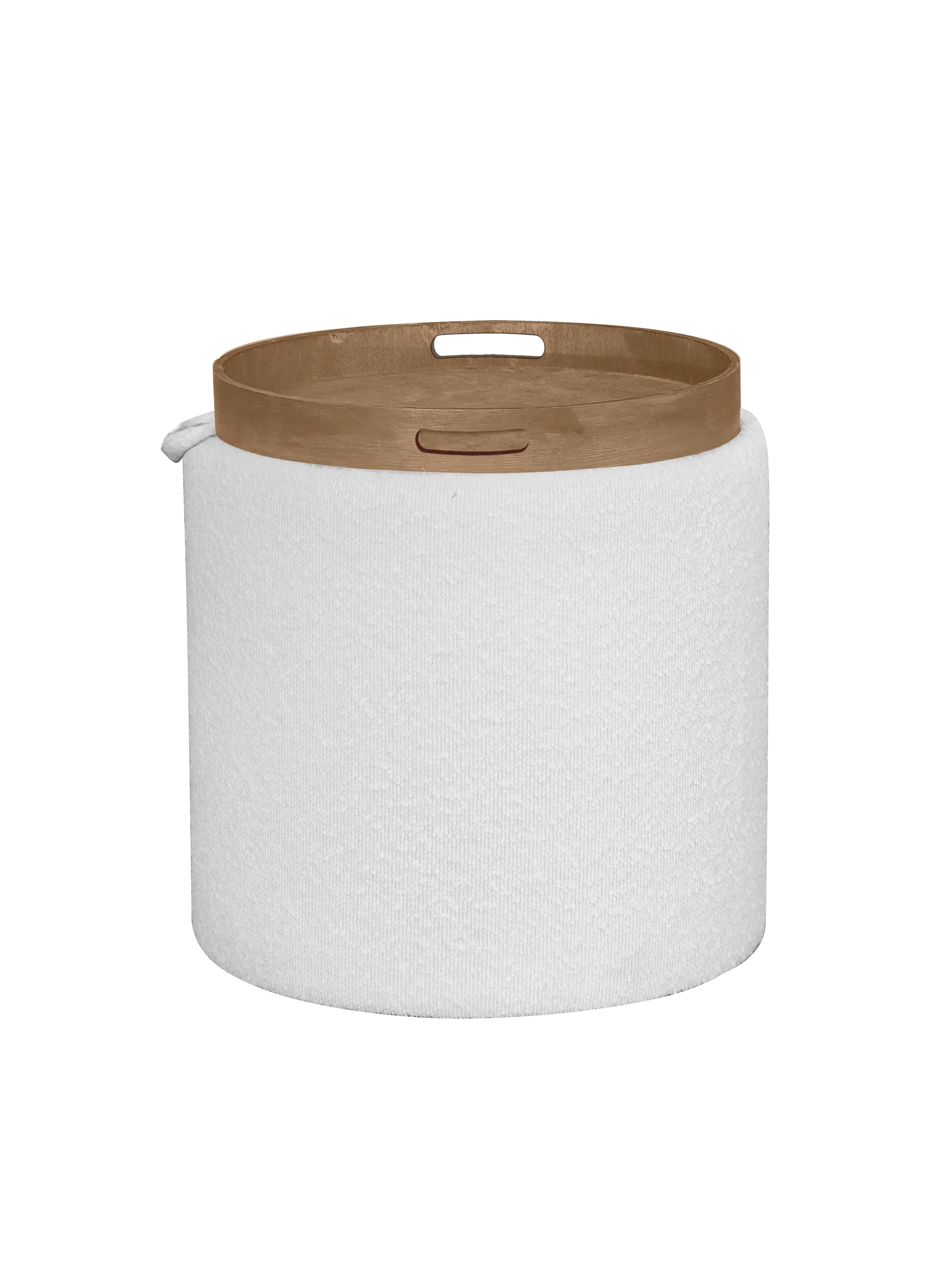 Taburet CHESSY - alb, Modern, textil/material pe bază de lemn (39,5/40.5/39.5cm) - Mömax