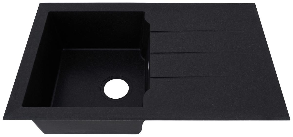 Spüle Alineo ca. 81x21x50 cm Schwarz - Schwarz, Trend, Stein (81/21/50cm) - Respekta