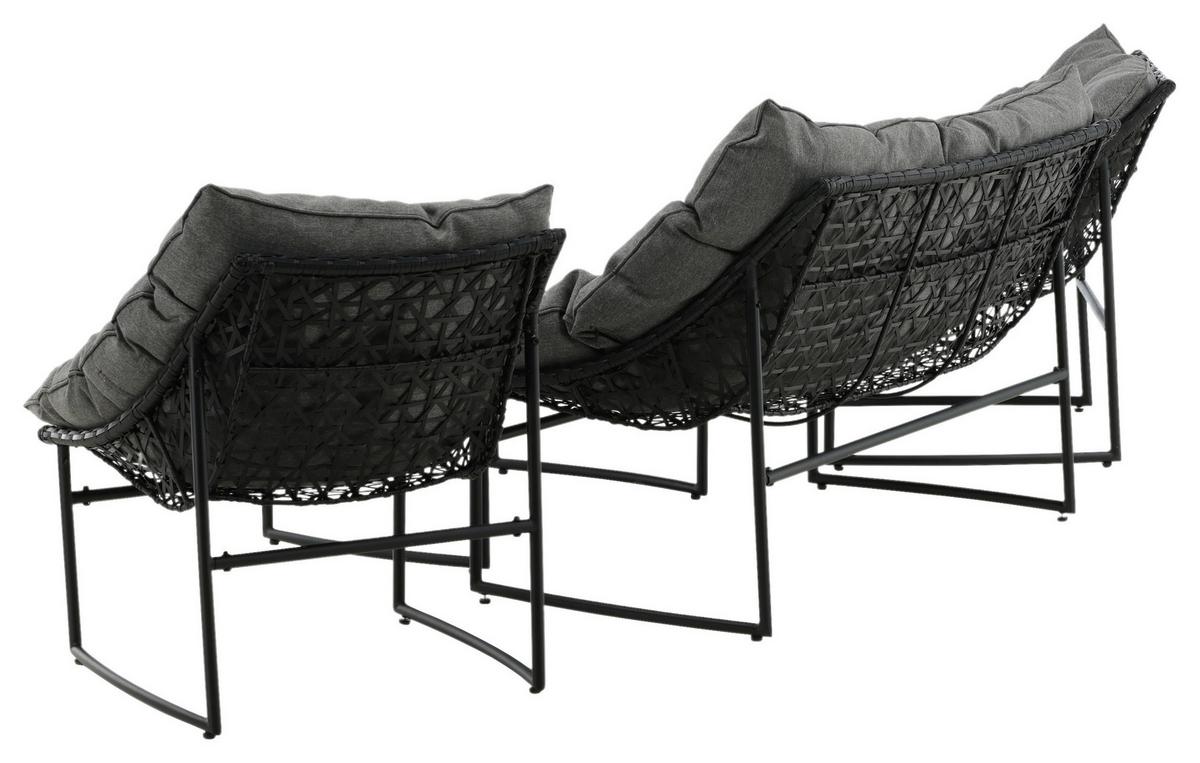 Loungegarnitur Tina 4-tlg. Grau/Schwarz - Schwarz/Grau, KONVENTIONELL, Kunststoff/Textil - Gardenson